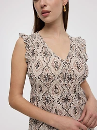 Robe maxi sans manches avec haut en nid d'abeille