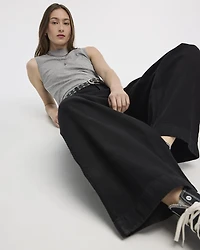 Jean à jambe large et taille haute