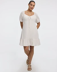 Short-Puffy-Sleeve Dress with Sweetheart Neckline