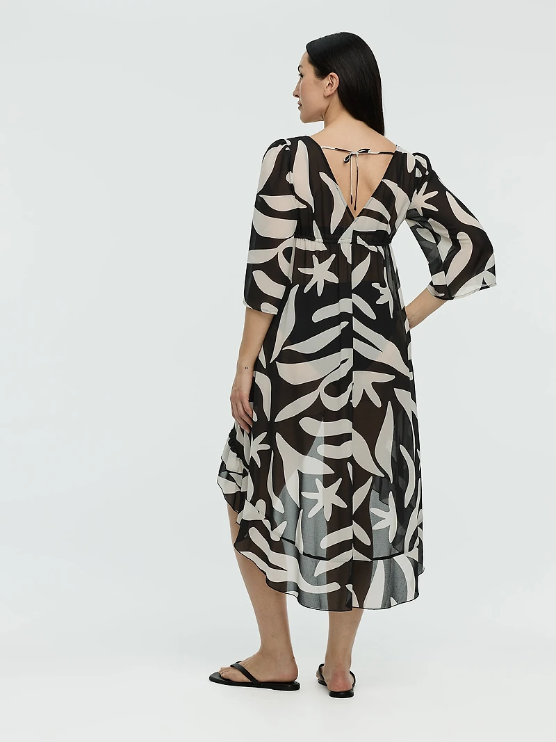 V-Neck Cover Up with High-Low Hem