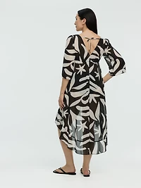 V-Neck Cover Up with High-Low Hem