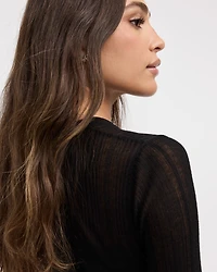 Robe droite à manches longues avec empiècement transparent