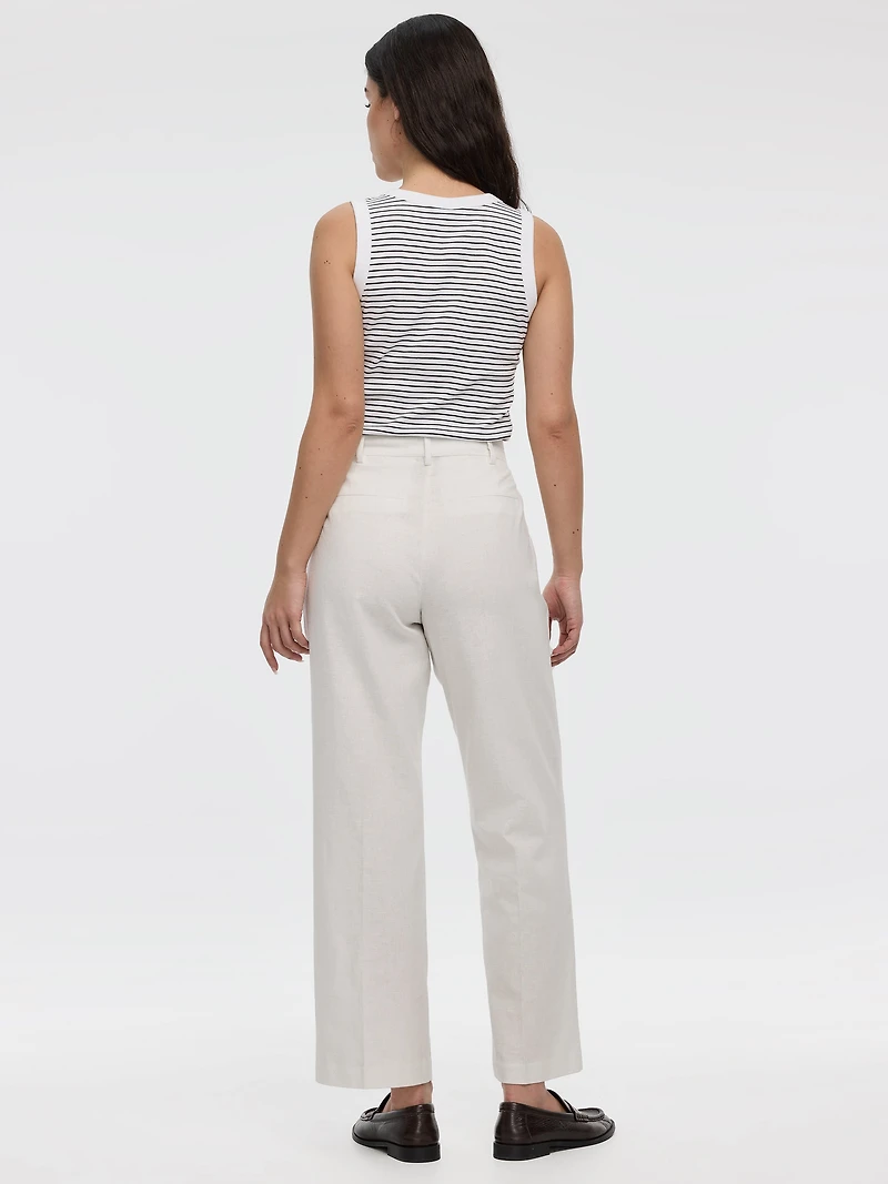 Linen-Blend Straight-Leg High-Rise Pant - Curvy Fit