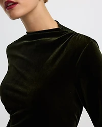 Long-Sleeve Midi Bodycon Velvet Dress