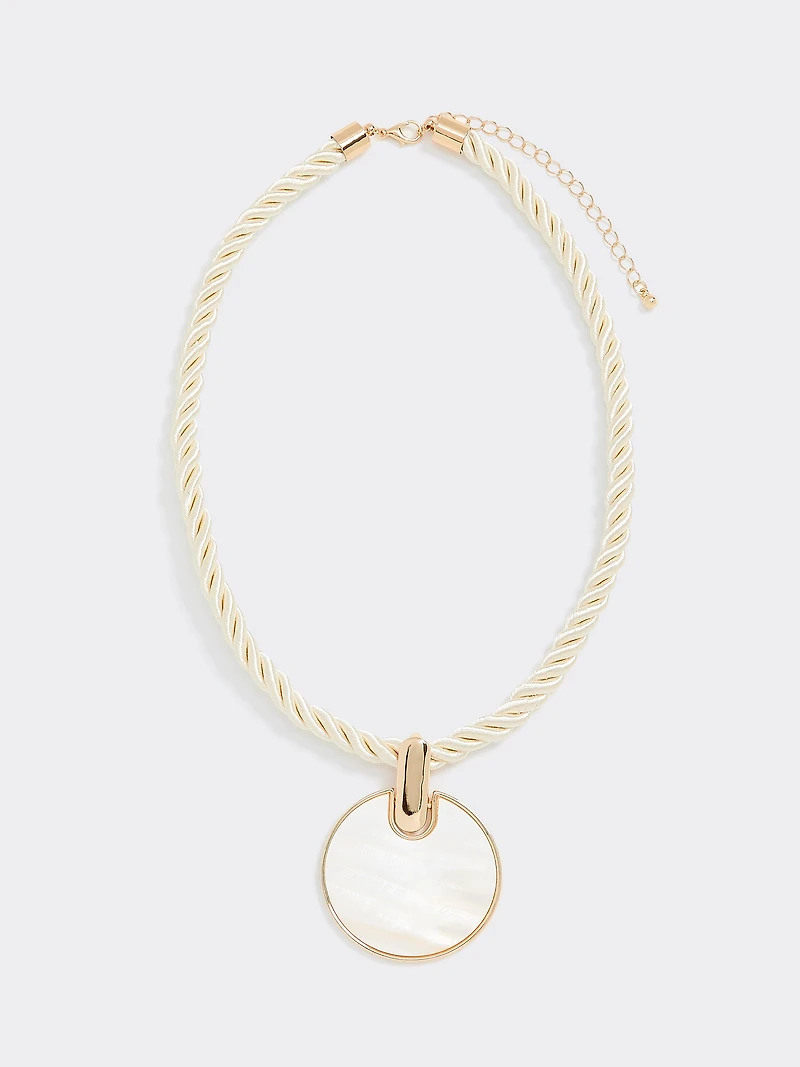 Chunky Cord Necklace with Mother-of-Pearl Pendant