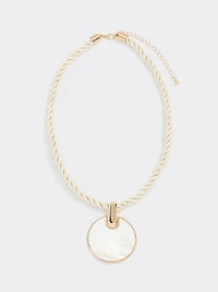 Chunky Cord Necklace with Mother-of-Pearl Pendant