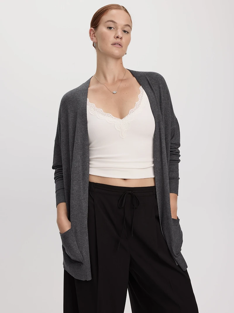 Long-Sleeve Open Cardigan with Pockets - R Essentials