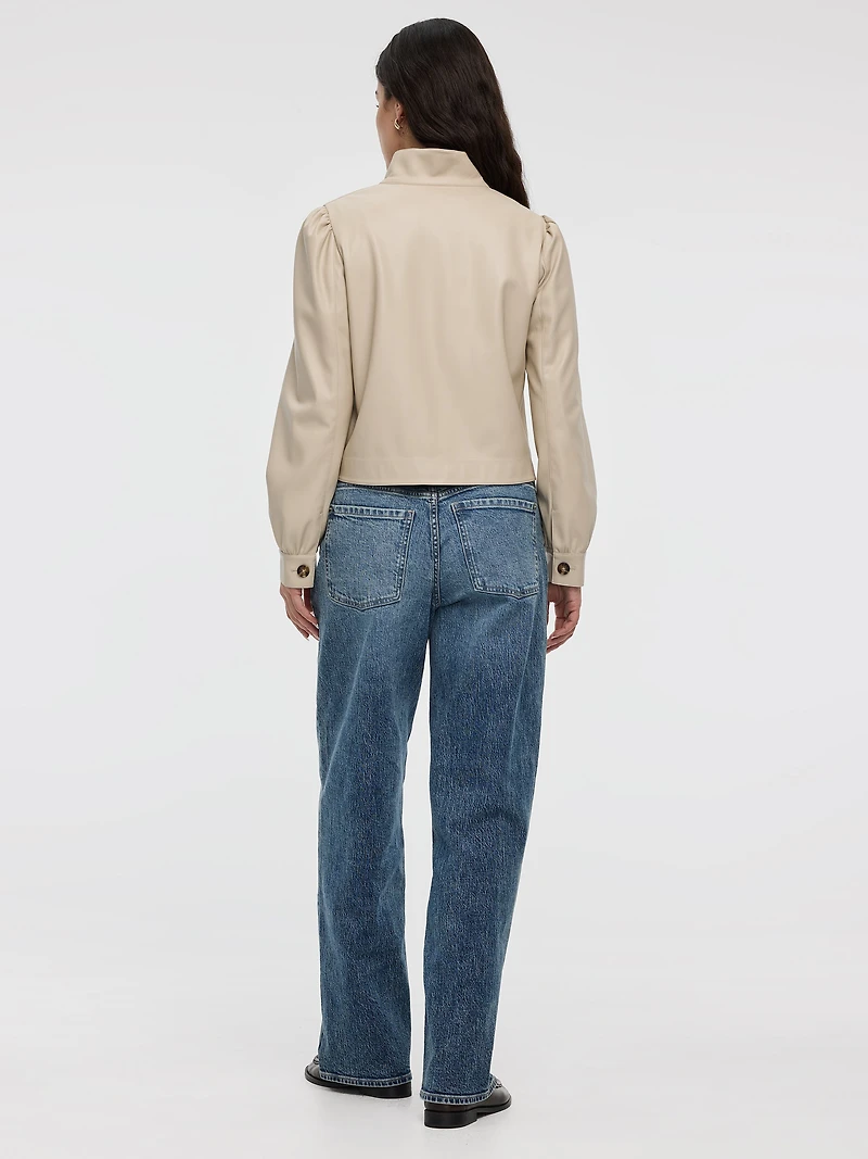 Manteau court en faux cuir