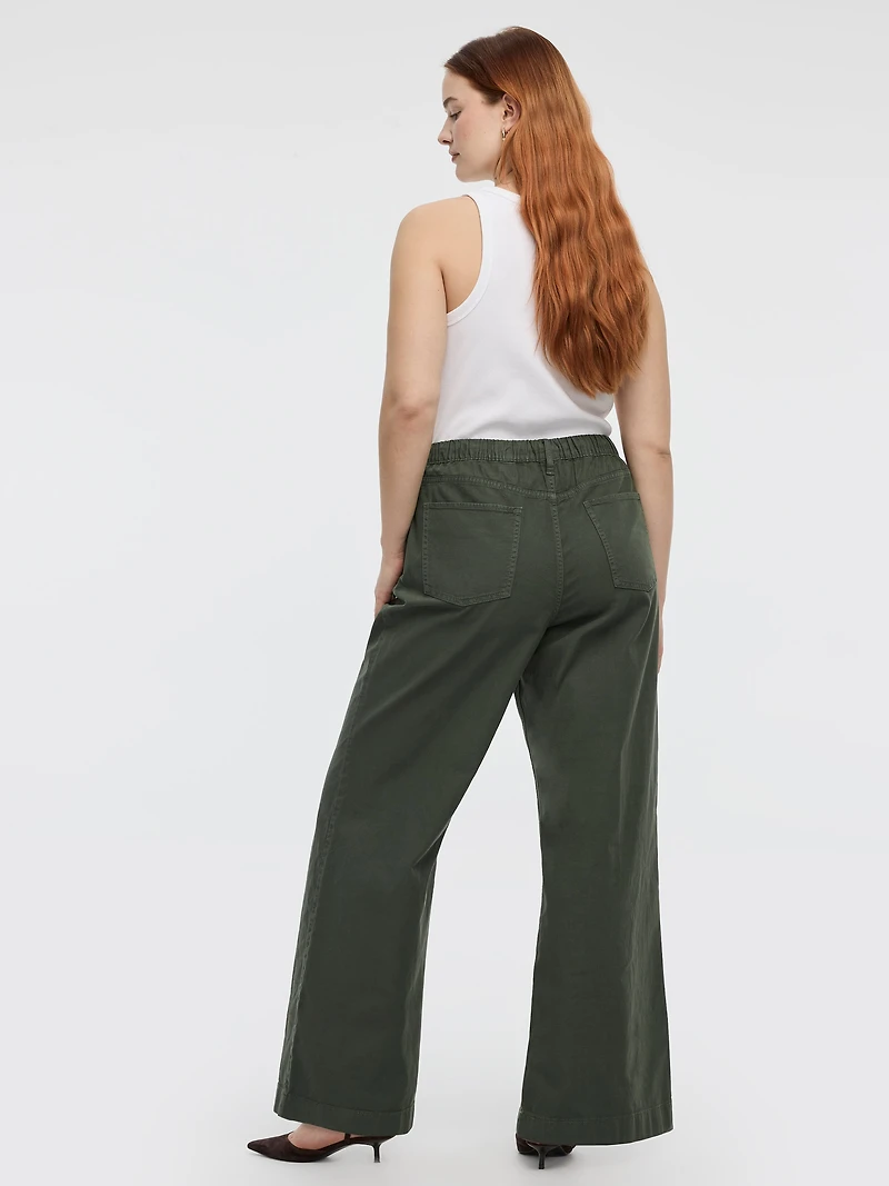 Pull-On High-Rise Linen-Blend Pant