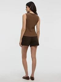 Camisole côtelée à col rond