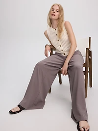 Pantalon à jambe large et taille haute