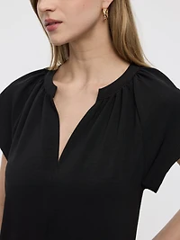 Robe droite à col fendu