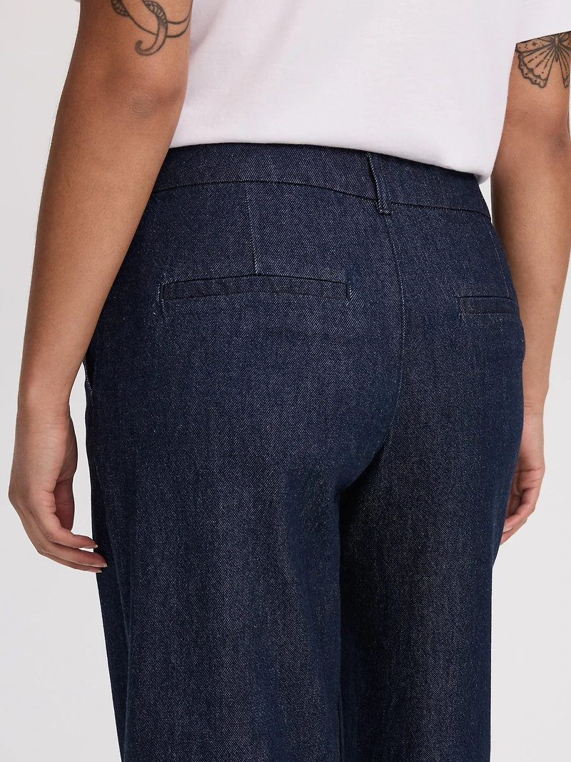 Wide-Leg Mid-Rise Denim Trousers