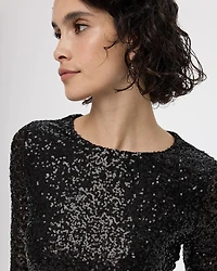 Long-Sleeve Mini Bodycon Sequins Dress