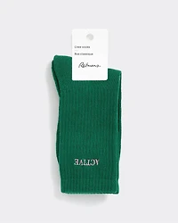 Ribbed Socks with Word at Hem