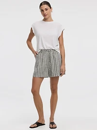 Linen-Blend Shorts with Elastic Waistband