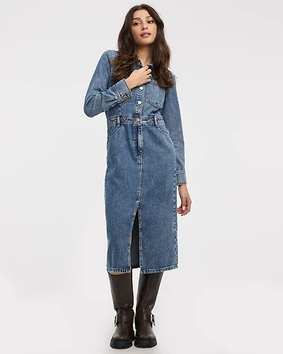 Midi Shirt Denim Dress