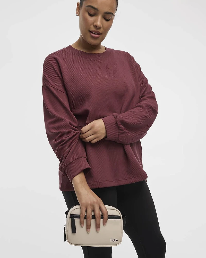 Long-Sleeve Crew-Neck Ottoman Pullover - Hyba
