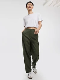 Linen Blend Barrel Pant