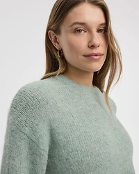 Elbow-Sleeve Crew-Neck Loose Sweater