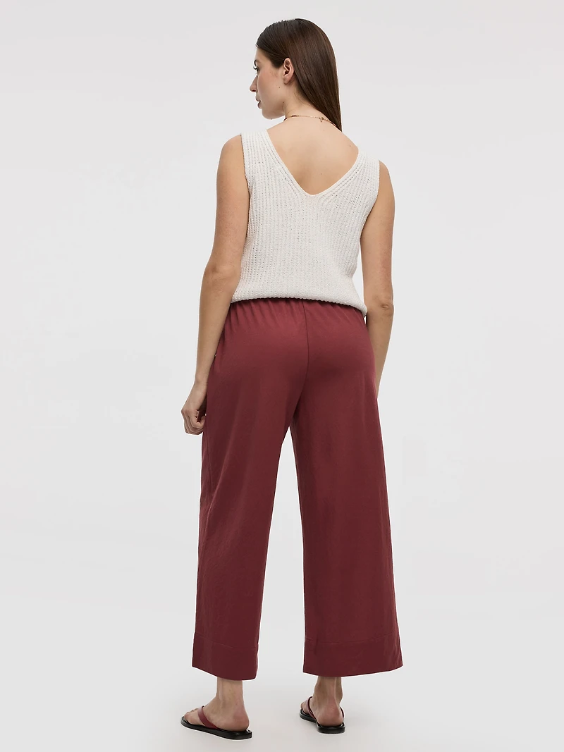 Pantalon court en tricot piqué à jambe large