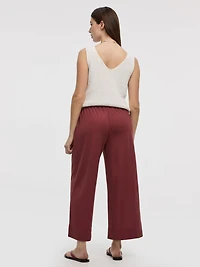 Pantalon court en tricot piqué à jambe large