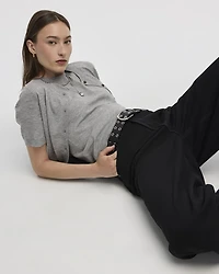 Short-Sleeve Buttoned-Down Cardigan