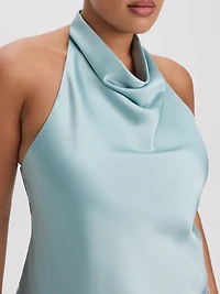 Haut en satin sans manches à encolure licou