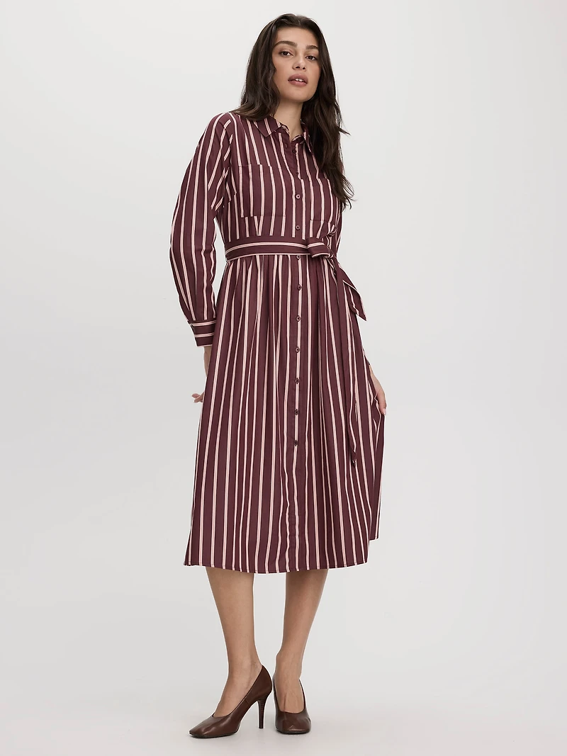 Long-Sleeve Midi Shirtdress