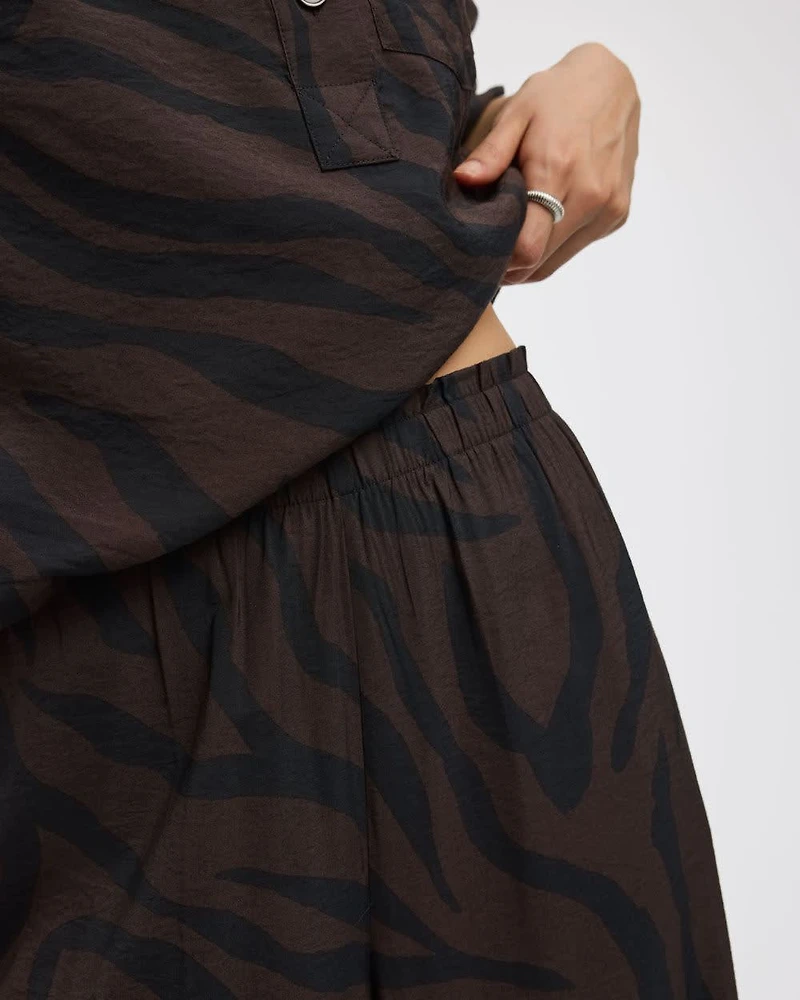 Wide-Leg High-Rise Pull-On Pant