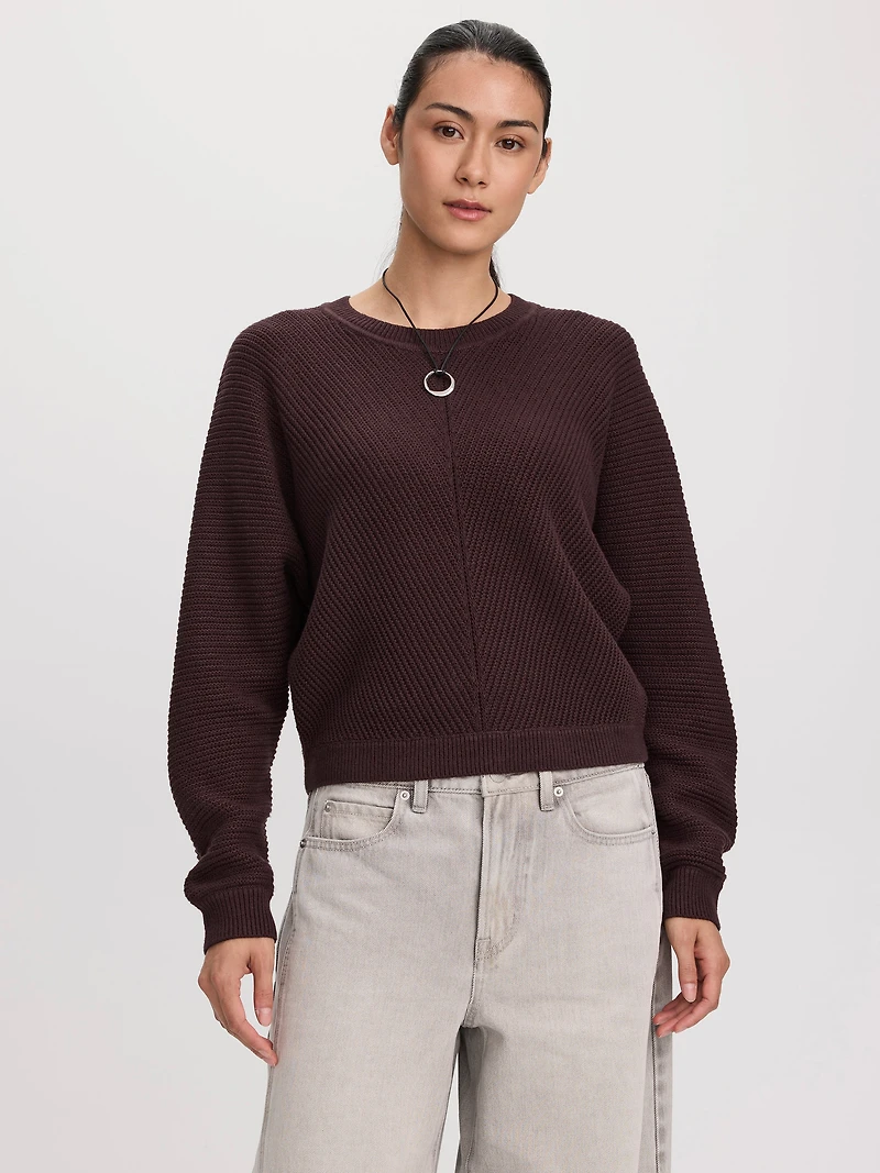 Pull à manches longues dolman et col rond