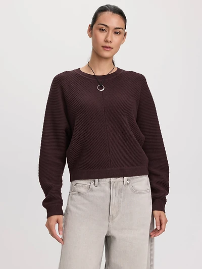 Long-Dolman-Sleeve Crew-Neck Pullover