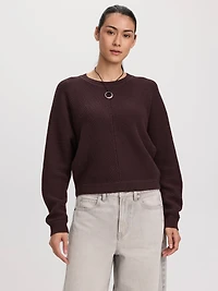 Pull à manches longues dolman et col rond