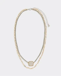 Two-Chain Short Necklace with Cubic Zirconia