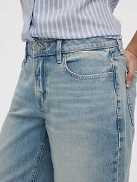 Jean capri à jambe large et taille mi-haute