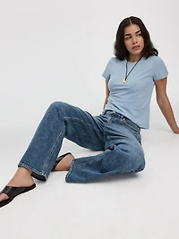 Jean ample à taille mi-haute