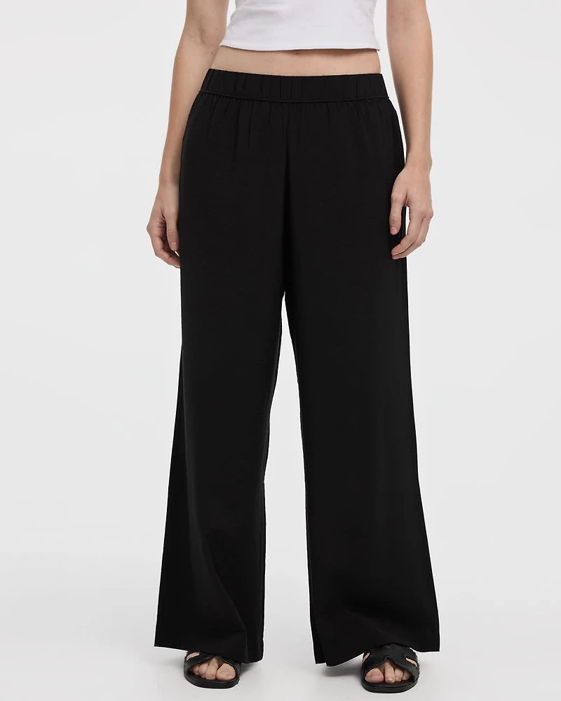 Wide-Leg High-Rise Pull-On Pant