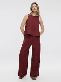 Sleeveless Crew-Neck Blouse