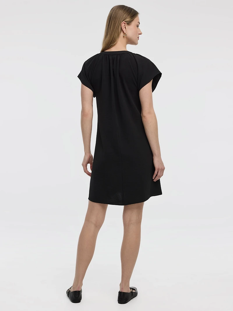Split-Neck Shift Dress