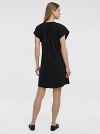 Split-Neck Shift Dress