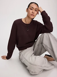 Pull à manches longues dolman et col rond