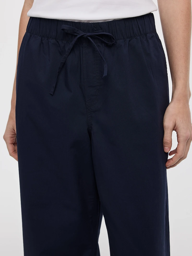 Wide-Leg High-Rise Cropped Poplin Pant