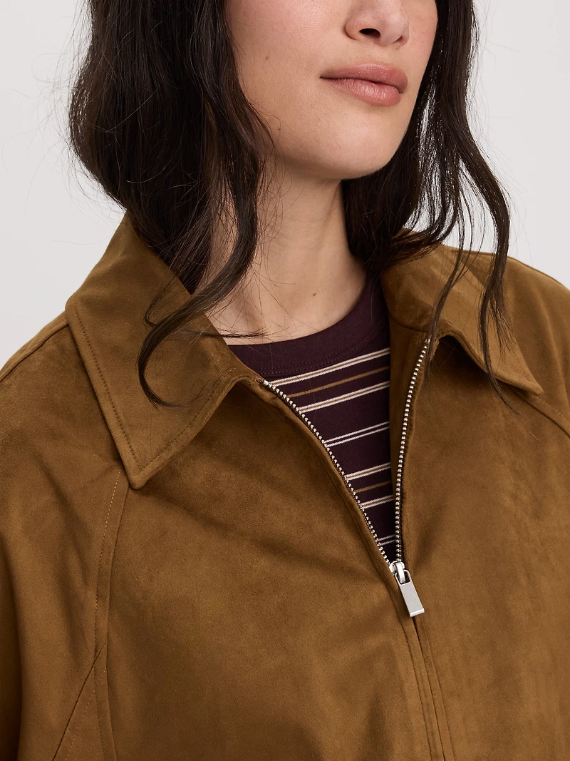 Faux Suede Jacket with Bubble Hem