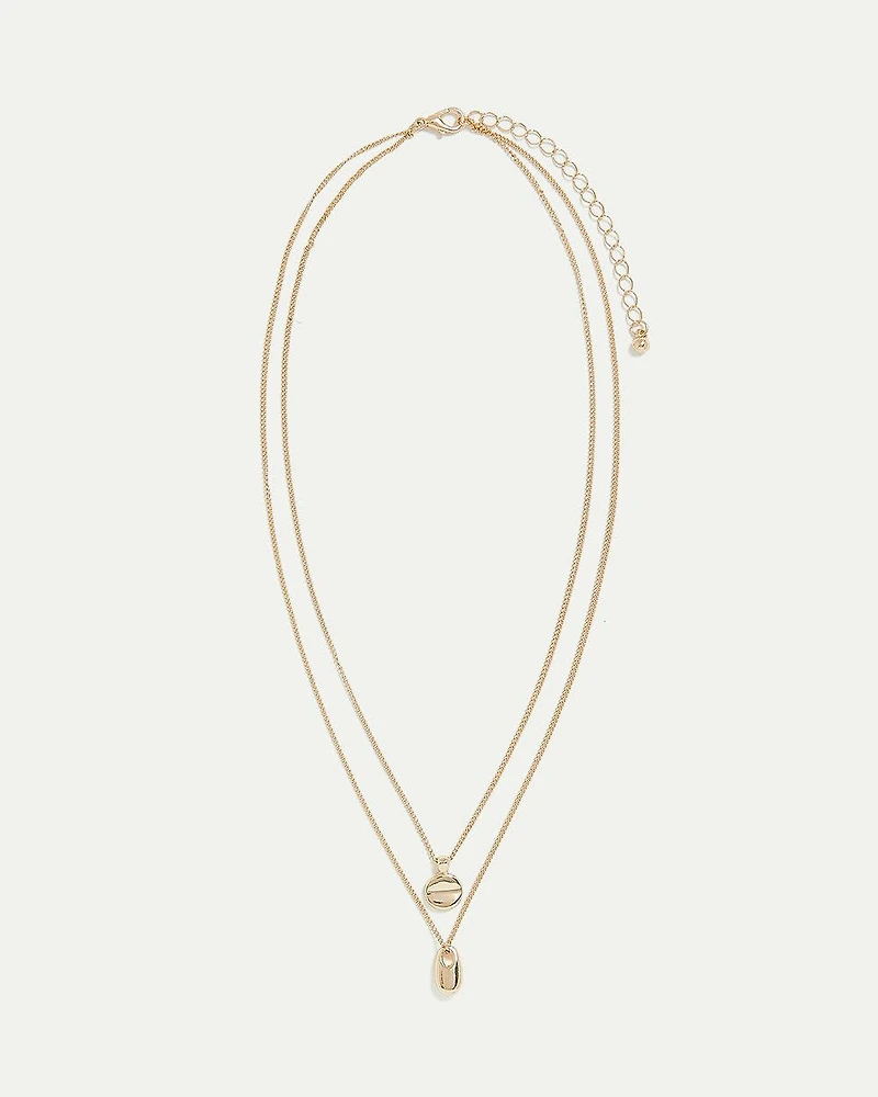 Double-Layer Short Necklace with Metal Pendants