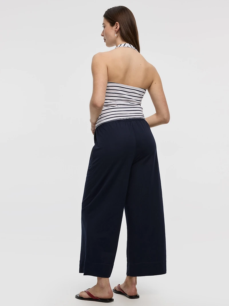 Pantalon court en tricot piqué à jambe large