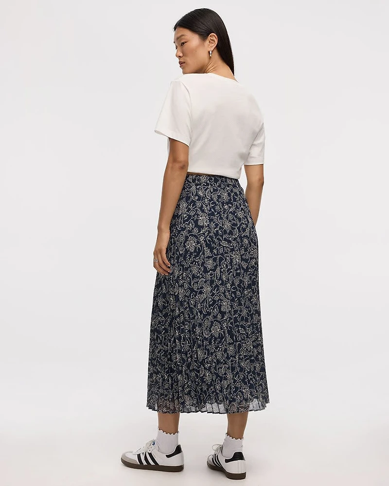 Pleated Chiffon Midi Skirt