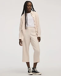 Cropped Wide-Leg Linen-Blend Pant - Petite