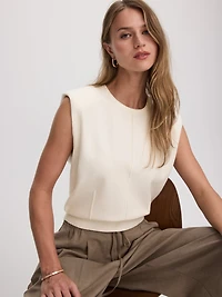 Veste en tricot sans manches à col rond