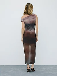 Robe maxi moulante sans manches avec fronces latérales