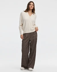 Wide-Leg High-Rise Plaid Pants